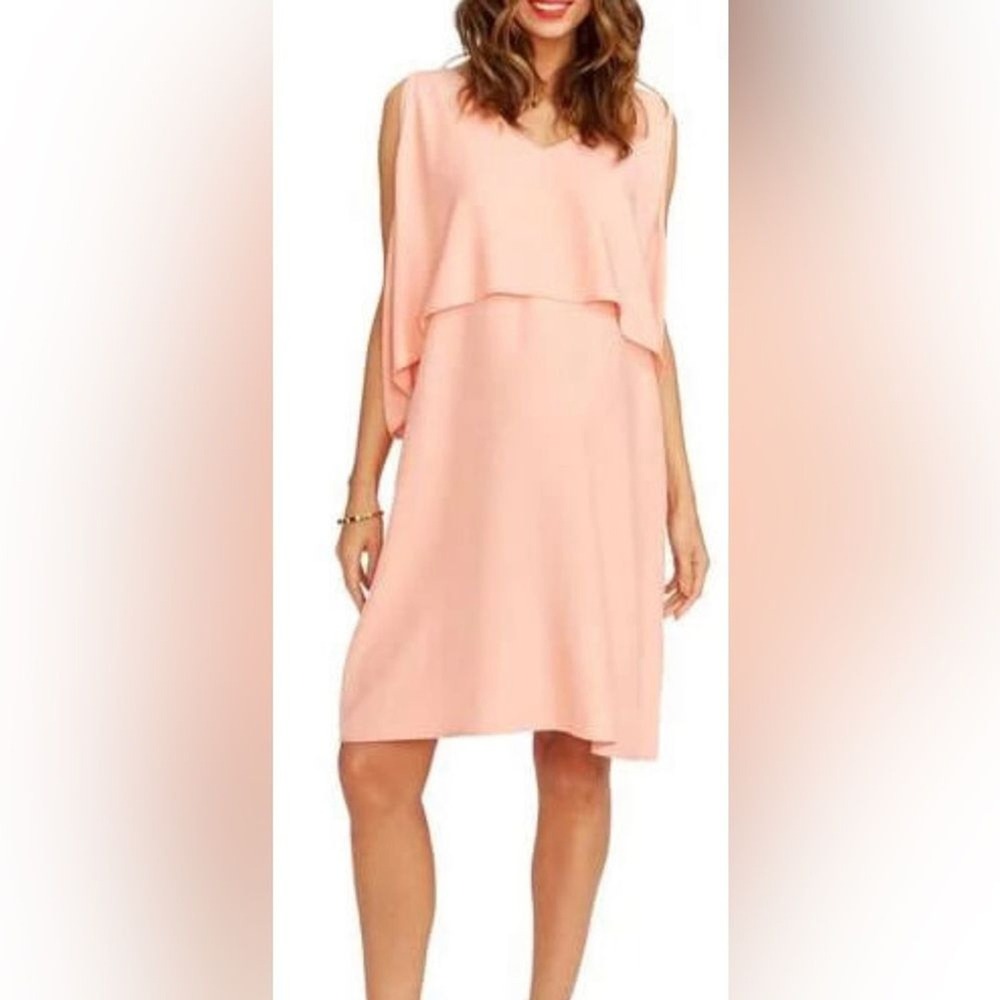 Rosie Pope Women's XS Janie Peachy Pink Popover Cape Maternity Dress Baby Shower